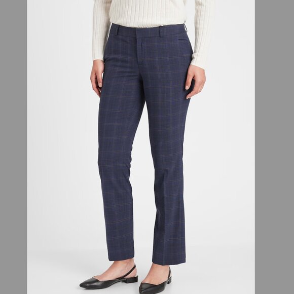 Banana Republic Ryan Navy Plaid Slim Straight Pants - Picture 1 of 2